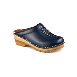 Women's Wright Dark Blue Leather Clogs